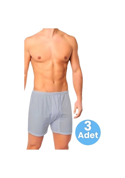 Uniquetrenders Erkek Rahat Kesim Paçalı Pamuklu Külot Boxer 3'lü Set Gri