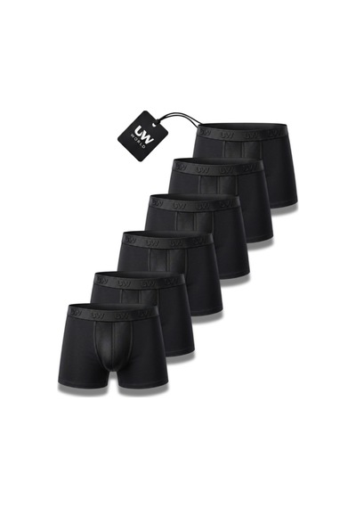 Underworld Erkek 6'lı Paket Siyah Likralı Pamuklu Premium Boxer Seti S S