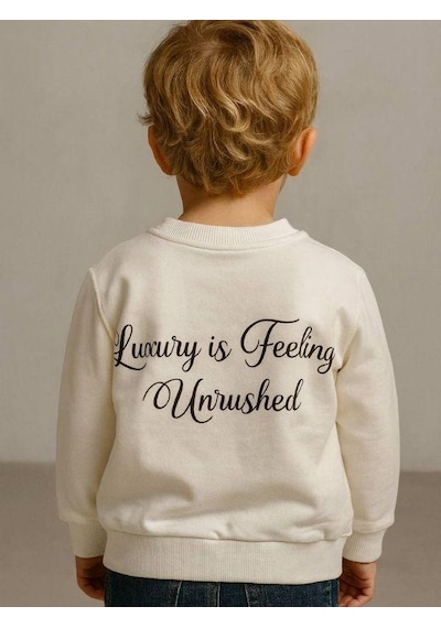 Zekids Erkek Çocuk Luxury Yazılı Sweatshirt-16192 Ekru