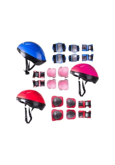 Kadın Pembe Kask Dizlik Dirseklik Koruyucu Set Pembe