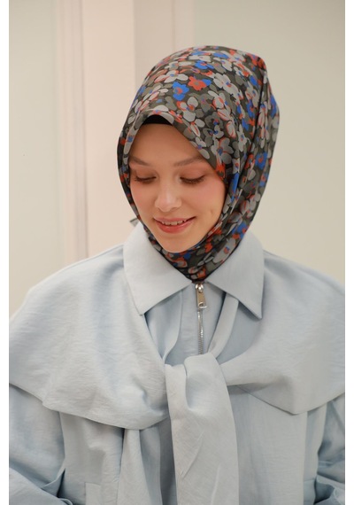 Silk Home Soft Eşarp 73081-01 Antrasit, Turuncu, Mavi, Gümüş