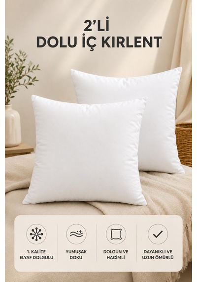 2'li İç Kırlent Silikon Elyaf Dolgulu Koltuk Kırlenti İç Yastık Dolgusu Kırlent İçi 50x50 Cm 50 x 50