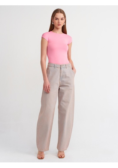 Dilvin Poliamid T-shirt Pembe