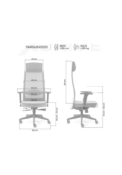 Tarsus Business Çalışma Koltuğu Kumaş Siyah Gri