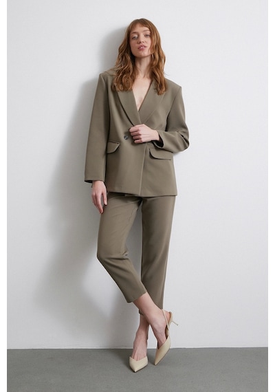 Never More Önü Pensli Skinny Kumaş Pantolon Haki Haki