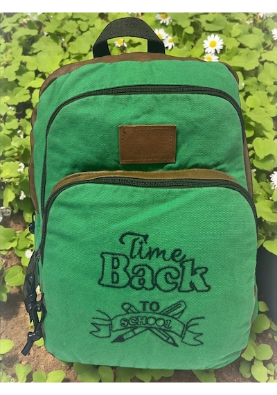Old Cotton Cargo Kaliteli Siyah Vintage Salaş Baskılı Disayn Günlük Gezi Okul Sırt Çantası Revilla Bag 28x38cm Yeşil