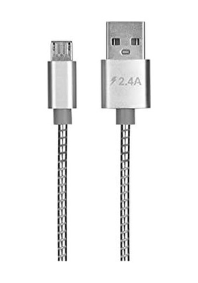 Hy-x62 3.4a Hızlı Şarj Micro Usb Kablolu 2 Usb Metal Araç Şarj Cihazı, Gümüş