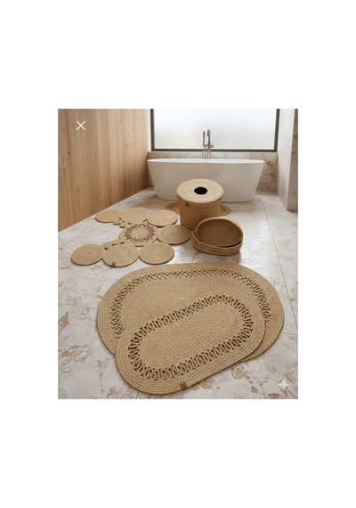 Jüt,hasır,banyo Takımı,banyo Paspası, Paspas Takımı,makyaj Sepeti,banyo Kovası,klozet Paspas, Bej Bej