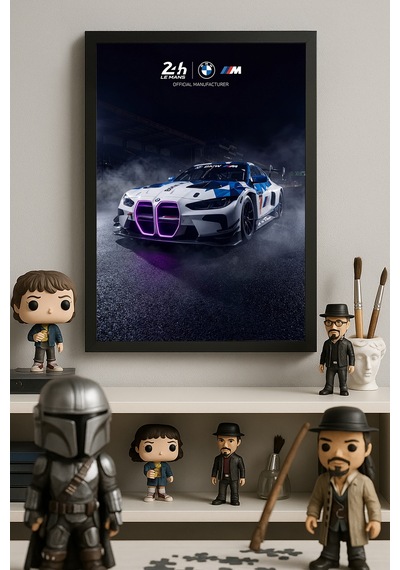 Bmw M4 Siyah Ahşap Çerçeveli Poster, Dekoratif Araba Duvar Tablosu