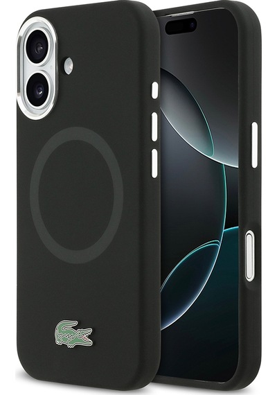 Apple Uyumlu iPhone 17 Kılıf Lacoste Lisanslı M-safeli İkonik Logolu Metal Kamera Çerçeveli Silikon Kapak Siyah Siyah