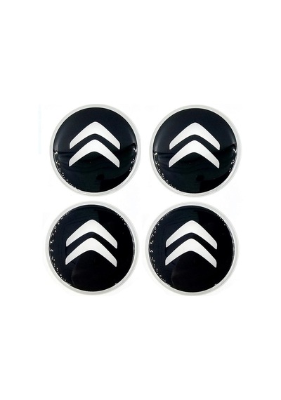 Damla Sticker Siyah Tasarım Citroen Jant Göbeği 5.5cm Uyumlu 4 Adet