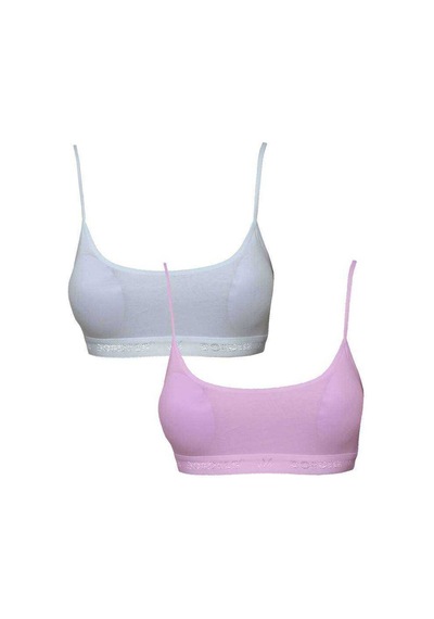 Pedli İp Askılı Beyaz ve Pembe Büstiyer 2 Adet Beyaz-Pembe