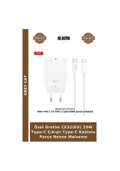 Özel Üretim Ce32 Eu 20w Type-c Çıkışlı Type-c Kablolu Parça Nesne Malzeme
