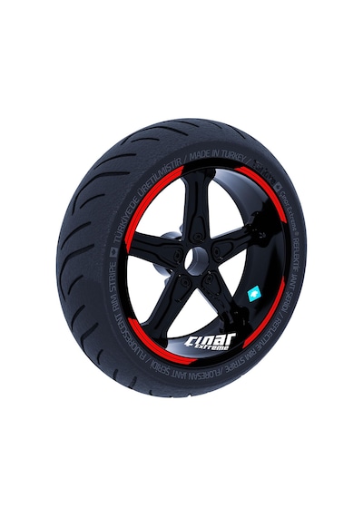Double Stripe Tasarımlı Bayrak Kırmızı Jant Şeridi Sticker Çınar Extreme