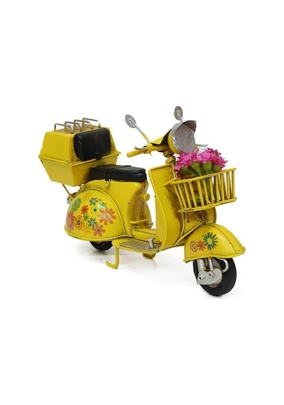 Vintage Dekoratif Sepetli Metal Scooter