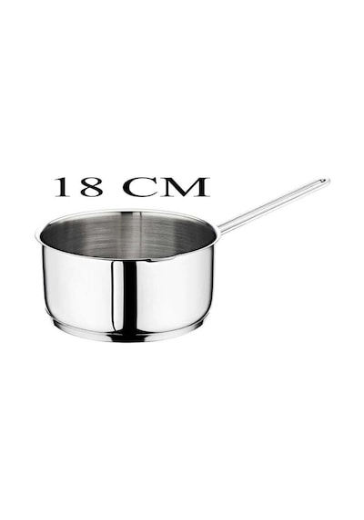 Oms Çelik Kaçerola 18 Cm Sütlük/sosluk Cam Kapaklı Gri