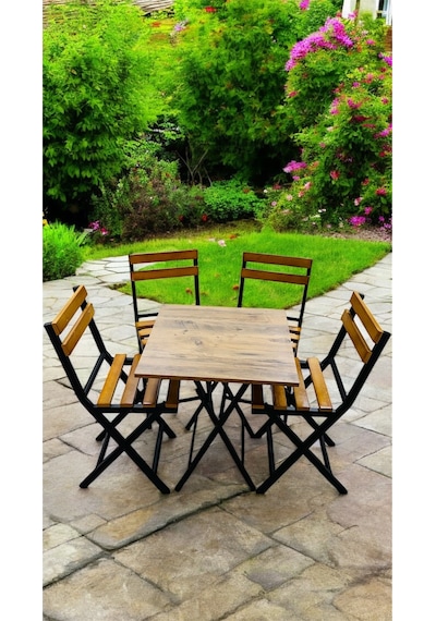Balkon Bahçe Mutfak Bistro Set Katlanır Masa-sandalye Sarı