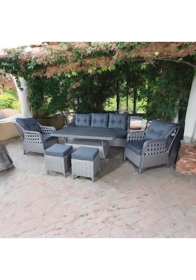 Takim Athena Gümüş Gri 3+1+1 Balkon Bahçe Takimi