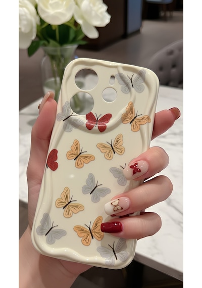 Xiaomi Redmi Note 14 4g Uyumlu Renkli Kelebek Desenli Dalgalı Kenar Kılıf - Kamera Korumalı