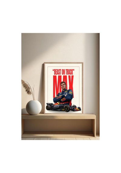 F1 Max Verstappen Ahşap Çerçeveli Tek Parça Genç Odası Tablo Çok Renkli - 832217093 Çok Renkli