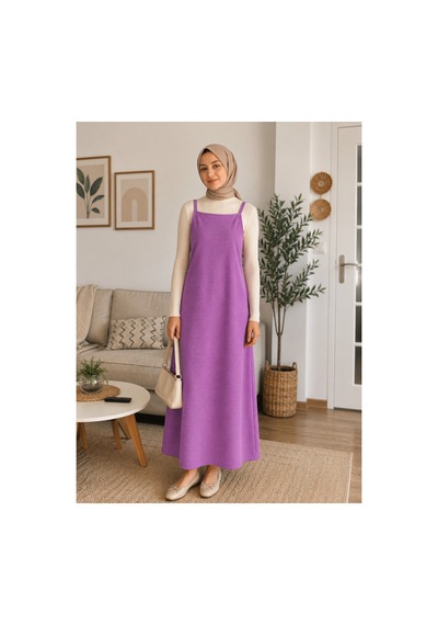 Elmoda Kadın Pembe Özel Örme Kumaş Ayarlanabilir Ip Askılı Jile Elbise Pembe Pembe