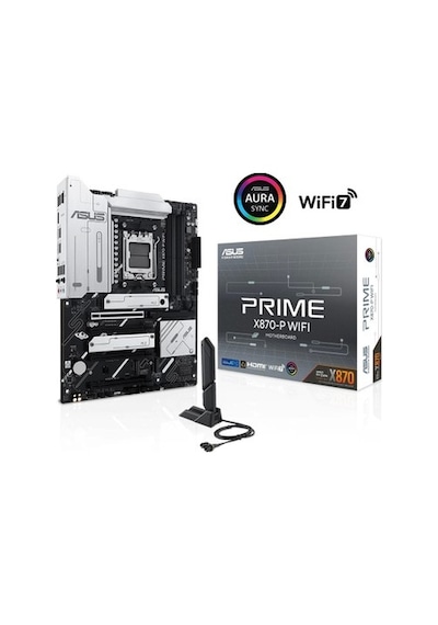 Asus Prıme X870-p Wıfı Amd X870 Am5 Ddr5 8000 Hdmı 2xusb4 4x M2 Usb3.2 Wifi 7 + Bt Aura Rgb 2.5gbit
