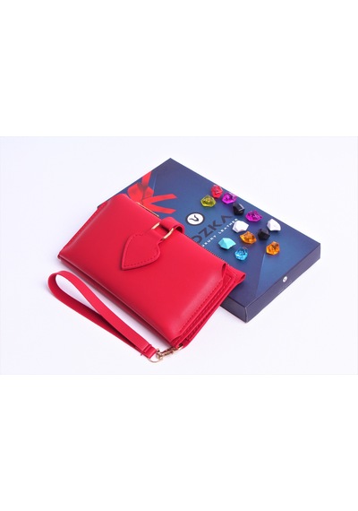 Ozka Leather Collection Kişiye Özel Kalp Klipsli Kadın Cüzdan Kırmızı