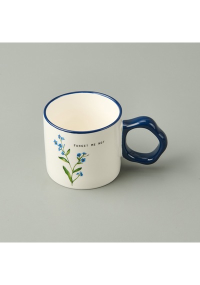 Kitchen Çiçek Desenli Kupa - Beyaz / Mavi - 310 Ml Renkli