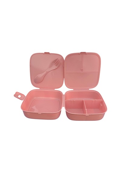 Beslenme Kutusu 4 Bölmeli Açık Pembe Renk No:2 Kız Figürlü 1 Adet Yemek Saklama Kabı Beslenme Çantası Açık Pembe