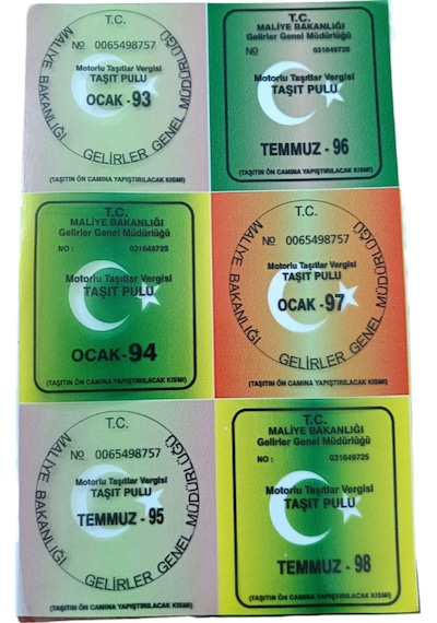 Türk Bayrağı Gümrük Pulu Oto Sticker İçerden Yapıkanlı Model