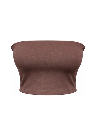 Mixray 2082 Kadın Straplez Basic Crop Top Bluz Kahve