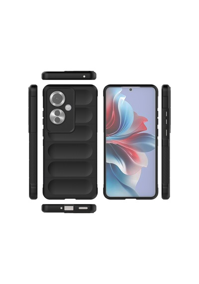 Oppo Reno 11f 5g Kılıf Kamera Korumalı Esnek Silikon Parmak Şeritli Vardar Lacivert
