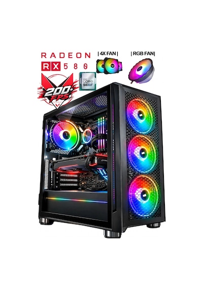 J-tech Rina i5-9400F 32 GB 512 GB SSD 8 GB RX580 Free Dos Masaüstü Oyuncu Bilgisayar