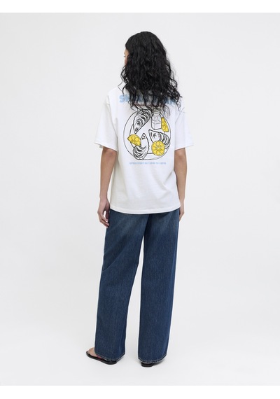 Jack & Jones Kadin Sirt Baskili Bol Kalip Tisört - Millow - 12297856 - 1 Beyaz