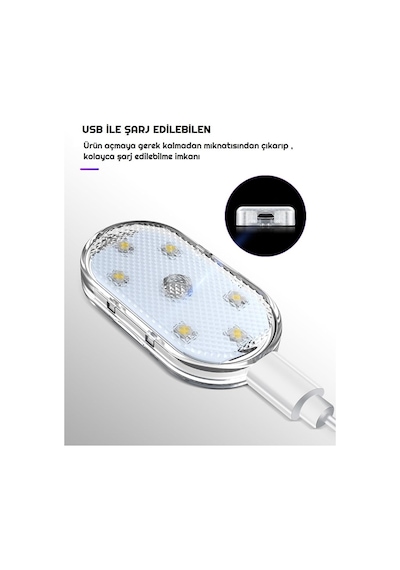 7 Renk Değişebilen Dokunmatik Sensörlü Mini 6 Led Lamba Usb Şarj Edilebilir Mıknatıslı Aydınlat Çok Renkli