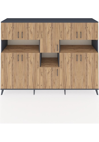 Hyperion Dolap 14 Raflı 10 Kapaklı 220x44x163 Antrasit-çam Antrasit-çam