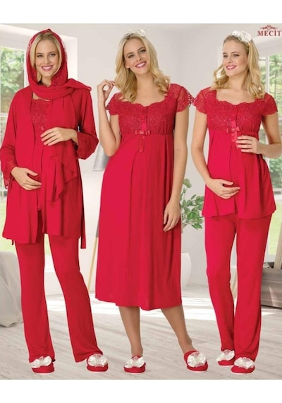 Mecit Pijama Mecit 1623 Hamile Lohusa Pijama Gecelik 7 Li Set