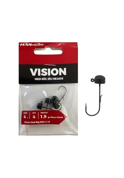 Hanfish Vision Ned Rig Jig Head Mjg 1.9gr No:4 Moss Green 4 Adet