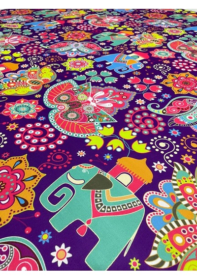 Enesar Home Indian Fil Desenli Kumaş Kırlentlik Döşemelik Kumaş Dijital Baskı 100 x 140 cm