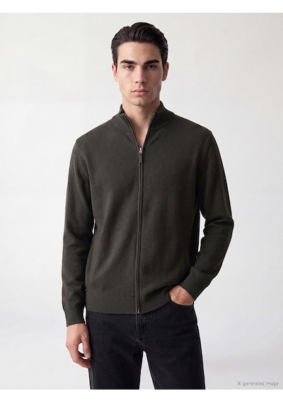 Lcwaıkıkı Classic Yeşil Regular Fit Dik Yaka Erkek Triko Hırka