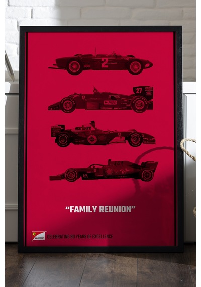 Formula 1 Siyah Ahşap Çerçeveli Poster, Dekoratif Araba Duvar Tablosu