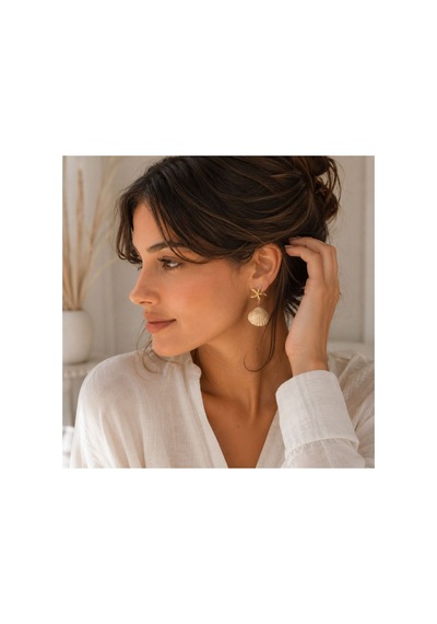 Deniz Yıldızı Figürlü Deniz Kabuğu Sallantılı Küpe Gold Renk Yazlık Şık Küpe Krem Deniz Kabuğu - 886706123 Krem Deniz Kabuğu - 886706123 Krem Deniz Kabuğu