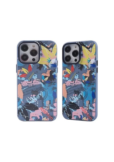 Newface Apple İphone 14 Pro Kılıf Prada Desenli Kapak - Prada Pembe - 1 Mavi