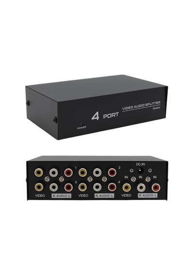 Av-104 4 Port Av Cvbs Rca Video Audio Splitter Çoğaltıcı Dağıtıcı Beyaz - Çok Renkli