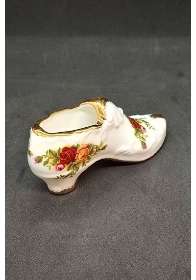 Old Country Roses Bone China Porselen Antika Minyatür Ayakkabı Kase 11 Cm X 3 Cm Yeşil