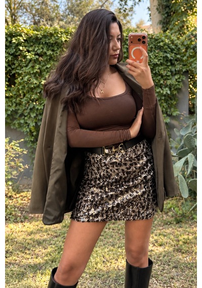 Byemelika Haki Süet Dokulu Oversize Kadın Blazer Ceket
