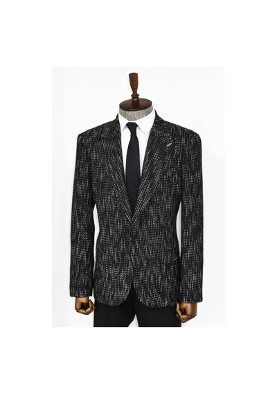 Wessi Desenli Slim Fit Spor Siyah Erkek Ceket - Wessi Siyah