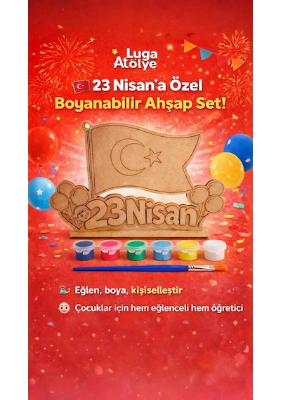 23 Nisan Ahşap Boyama Seti