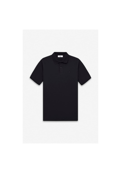 Süvari Siyah Slim Düz Baskısız Pike Düğmeli Polo Yaka Tişört Sts1014000019-s09