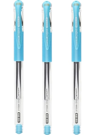 Uniball Signo Needle 0.38 İğne Uçlu Jel Kalem Gökmavi Üç Adet